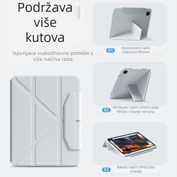 Zaštitno kućište za iPad Pro s pretincem za olovku, magnetskim pričvršćivanjem, TPU, dizajn dva u jedan, odvod topline, podesivi držač