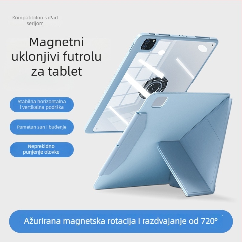 Zaštitno kućište za iPad Pro s pretincem za olovku, magnetskim pričvršćivanjem, TPU, dizajn dva u jedan, odvod topline, podesivi držač