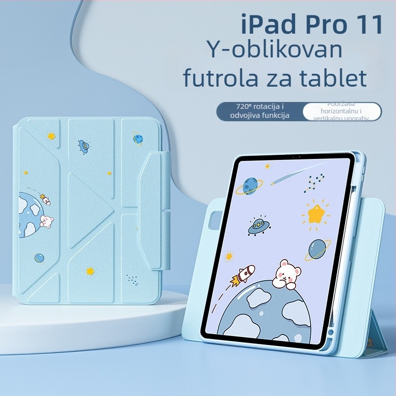 Zaštitno kućište za iPad Pro s pretincem za olovku, magnetskim pričvršćivanjem, TPU, dizajn dva u jedan, odvod topline, podesivi držač