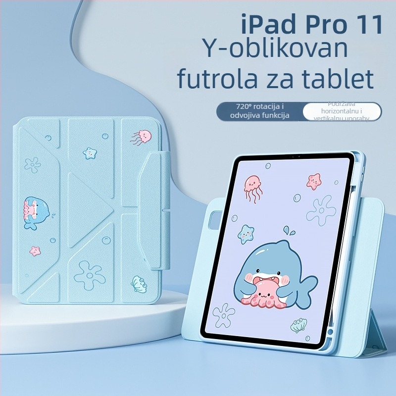 Zaštitno kućište za iPad Pro s pretincem za olovku, magnetskim pričvršćivanjem, TPU, dizajn dva u jedan, odvod topline, podesivi držač