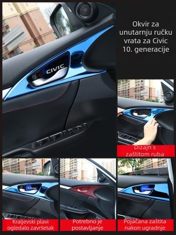 Set unutarnje dekoracije za Civic 10. generaciju – nehrđajući čelik, ljepilo za ugradnju, jednobojni završni sloj, prilagođena obrada