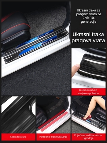 Set unutarnje dekoracije za Civic 10. generaciju – nehrđajući čelik, ljepilo za ugradnju, jednobojni završni sloj, prilagođena obrada