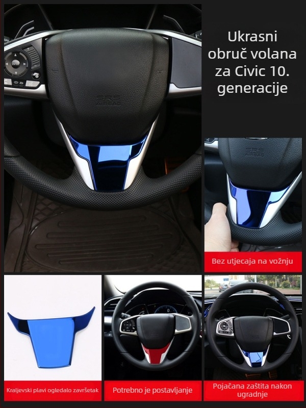 Set unutarnje dekoracije za Civic 10. generaciju – nehrđajući čelik, ljepilo za ugradnju, jednobojni završni sloj, prilagođena obrada