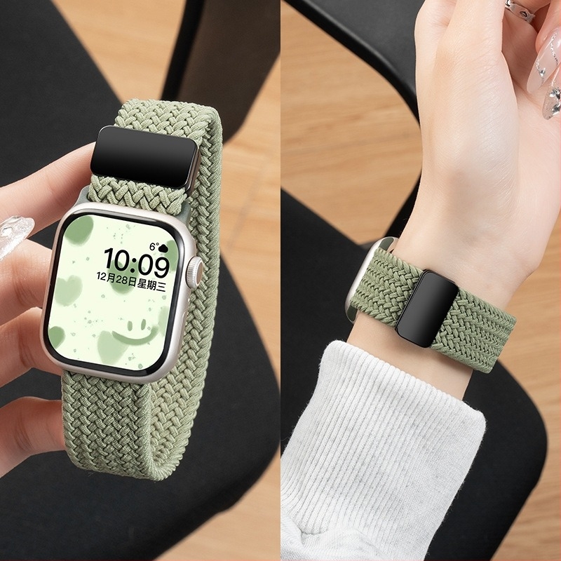 Remen od pletenog najlona za Apple Watch, kompatibilan sa S10 i iWatch11, širina 12 mm, kopča na gumb, moderan stil