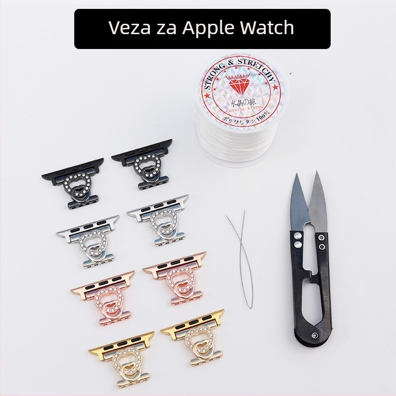 Konekcija kopče s perlicama za remen Apple Watch – metal, snap zatvarač, prilagođena veličina sučelja, 10 g