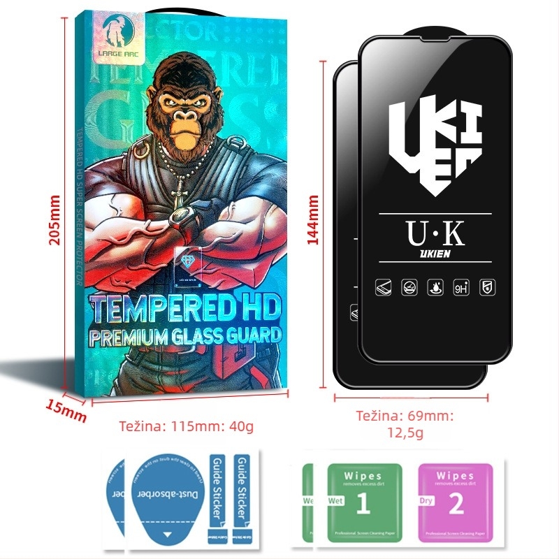 Prednja zaštitna staklena zaštita zaslona za iPhone 14 Pro Max – HD, puni zaslon, otporna na lomljenje