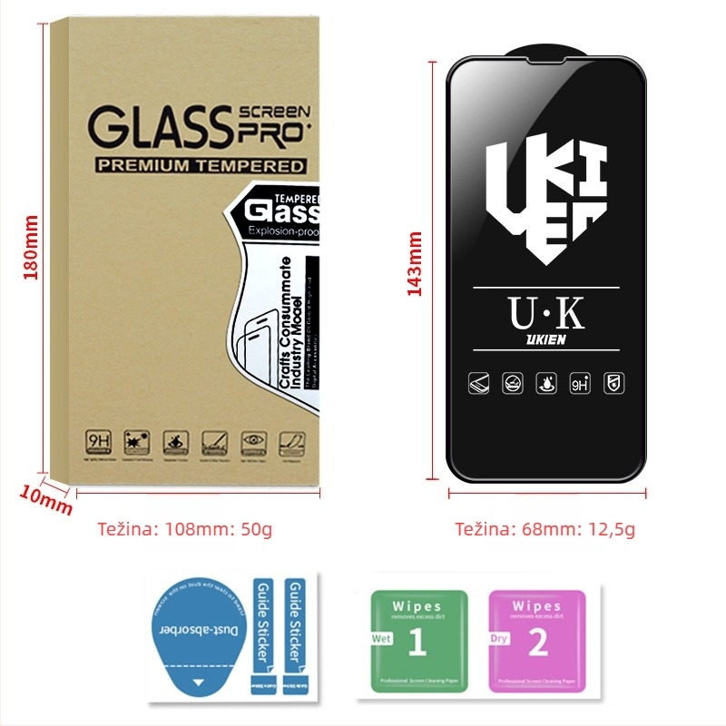 Prednja zaštitna staklena zaštita zaslona za iPhone 14 Pro Max – HD, puni zaslon, otporna na lomljenje