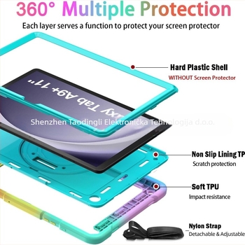 Zaštitna futrola za tablet Samsung Galaxy Tab A9 Plus – tvrdo kućište od plastike, otpornost na udarce, nosač-stativ, otporno na habanje, otporno na pad