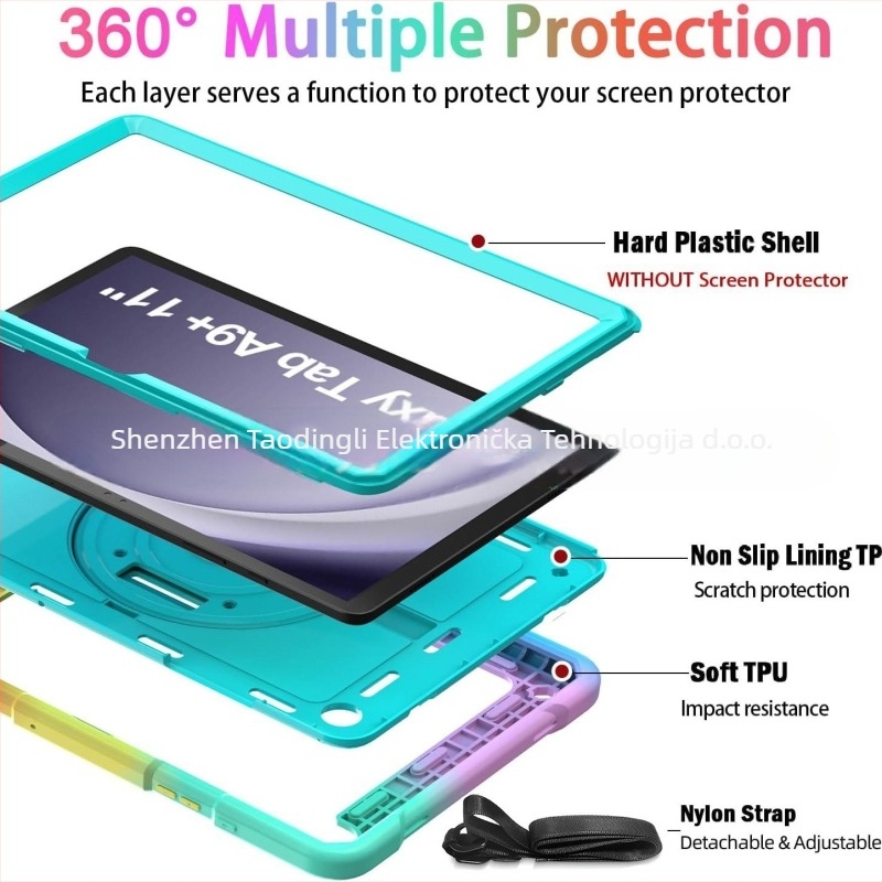 Zaštitna futrola za tablet Samsung Galaxy Tab A9 Plus – tvrdo kućište od plastike, otpornost na udarce, nosač-stativ, otporno na habanje, otporno na pad