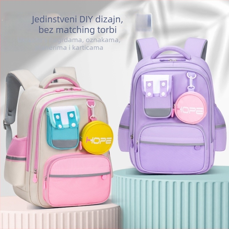 Unisex školska torba za 1.–6. razred, poliester materijal, velik kapacitet s više odjeljaka, naramenice s zračnim jastučićem, stil kampusa