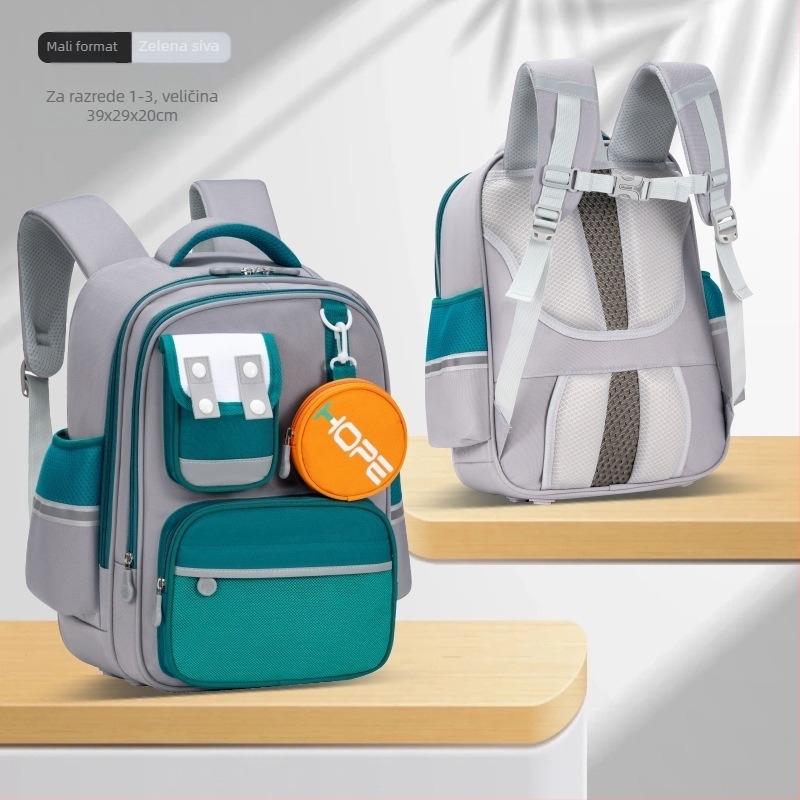 Unisex školska torba za 1.–6. razred, poliester materijal, velik kapacitet s više odjeljaka, naramenice s zračnim jastučićem, stil kampusa