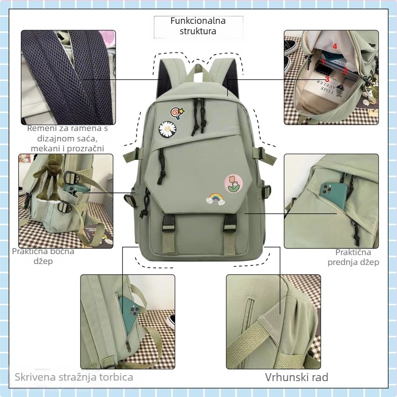 Školska ruksak s anime crtić uzorkom, dječji sladak stil, materijal: Oxford tkanina, unisex, za uzrast 3-9 godina