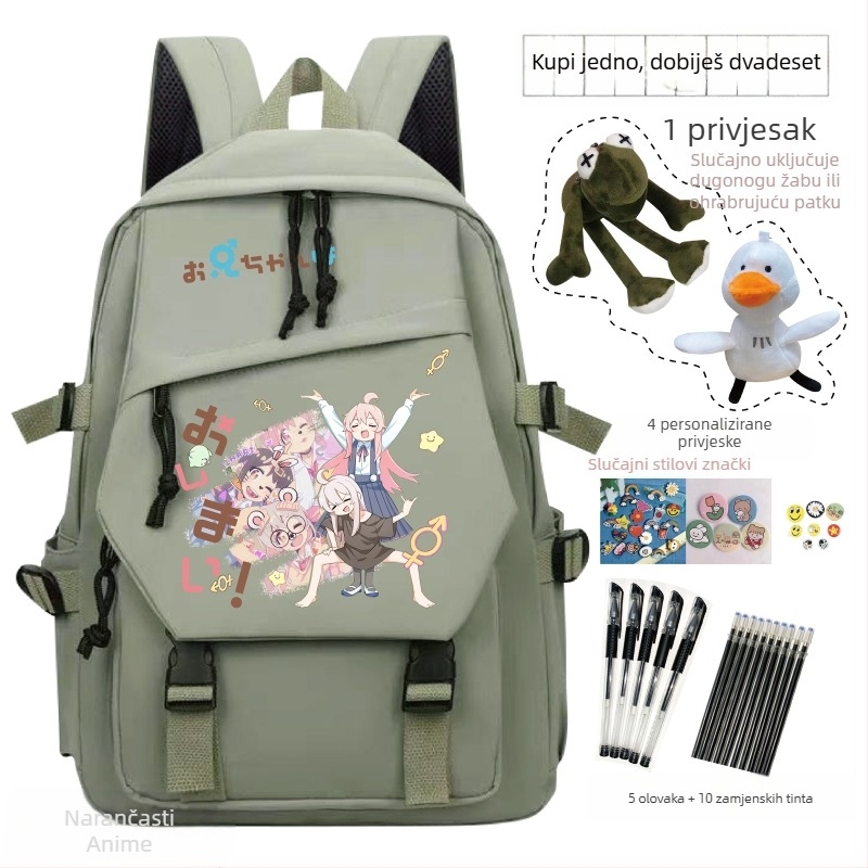 Školska ruksak s anime crtić uzorkom, dječji sladak stil, materijal: Oxford tkanina, unisex, za uzrast 3-9 godina