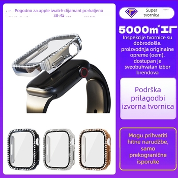 Kućište za Apple Watch Series 7 s dijamantima u jednom redu i PC zaštitnim filmom