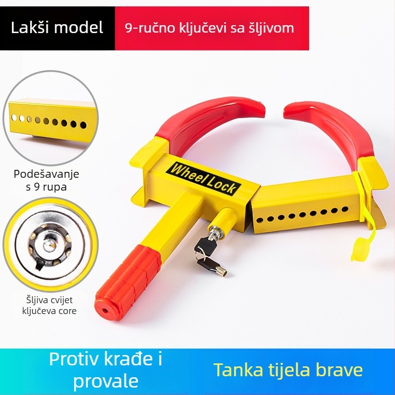 Brava za automobilsku gumu – teška brava za kotače, Horn Lock-01, kompatibilna s automobilima, kombijima i SUV-ima – izrađena od čelika; cilindar brave: cinkova zlitina s dizajnom Plum Blossom ili bakreni cilindar