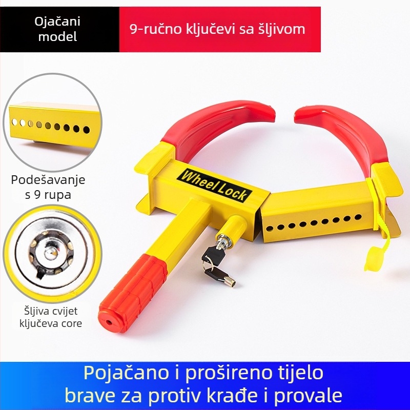 Brava za automobilsku gumu – teška brava za kotače, Horn Lock-01, kompatibilna s automobilima, kombijima i SUV-ima – izrađena od čelika; cilindar brave: cinkova zlitina s dizajnom Plum Blossom ili bakreni cilindar