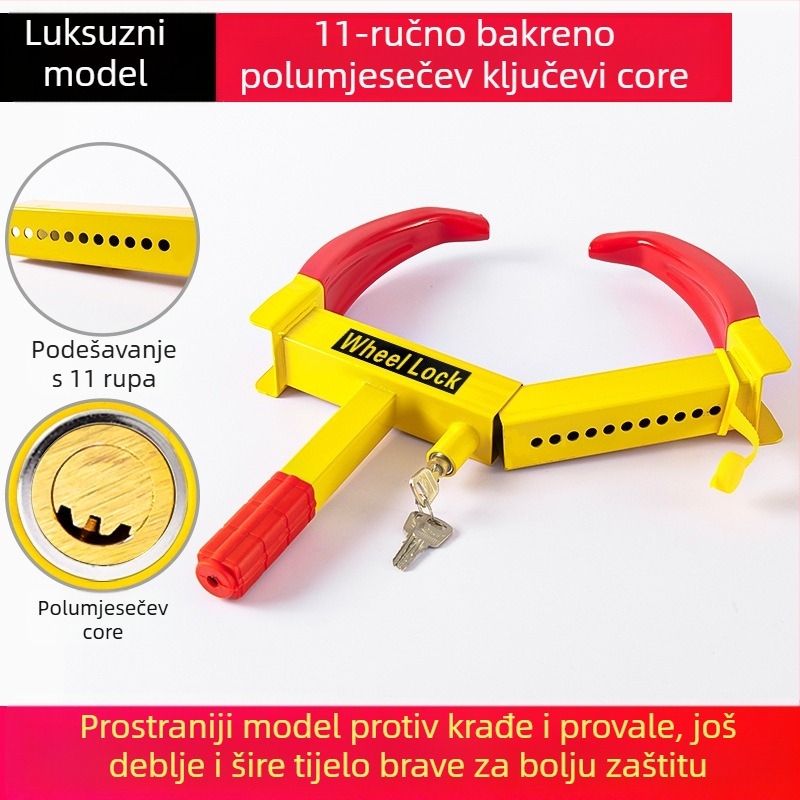 Brava za automobilsku gumu – teška brava za kotače, Horn Lock-01, kompatibilna s automobilima, kombijima i SUV-ima – izrađena od čelika; cilindar brave: cinkova zlitina s dizajnom Plum Blossom ili bakreni cilindar