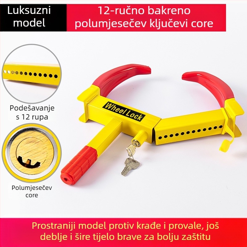Brava za automobilsku gumu – teška brava za kotače, Horn Lock-01, kompatibilna s automobilima, kombijima i SUV-ima – izrađena od čelika; cilindar brave: cinkova zlitina s dizajnom Plum Blossom ili bakreni cilindar