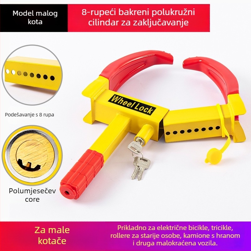 Brava za automobilsku gumu – teška brava za kotače, Horn Lock-01, kompatibilna s automobilima, kombijima i SUV-ima – izrađena od čelika; cilindar brave: cinkova zlitina s dizajnom Plum Blossom ili bakreni cilindar