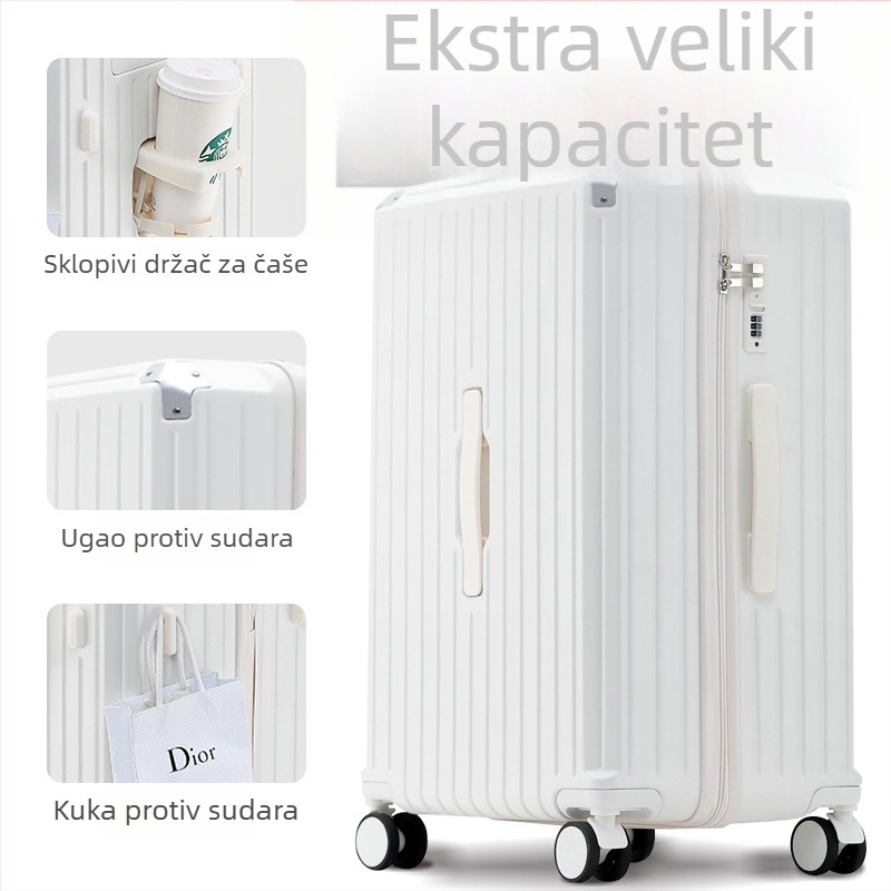 Višenamjenski putni kofer: ženski 24-inčni kofer, muški 26-inčni kofer, 20-inčni ručni kofer, velika kapaciteta, izdržljiv, otporan na padove, s prugastim uzorkom