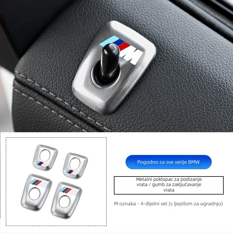 Metalni poklopac gumba zaključavanja vrata BMW — kompatibilan s modelima 3, 5, X3, X5, X1, s ispisanim logom