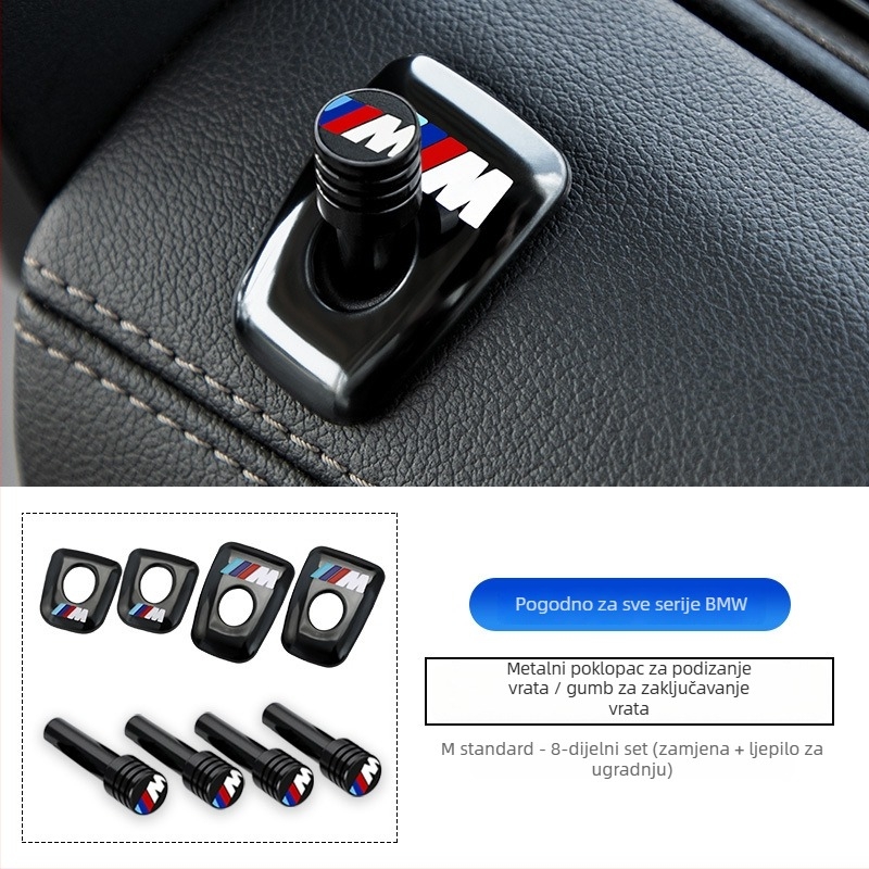 Metalni poklopac gumba zaključavanja vrata BMW — kompatibilan s modelima 3, 5, X3, X5, X1, s ispisanim logom