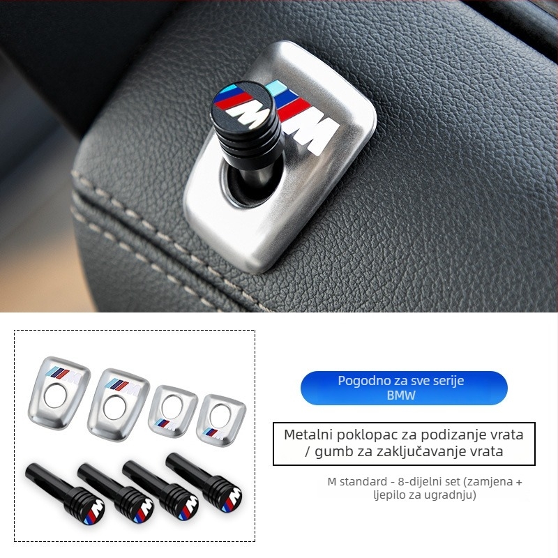 Metalni poklopac gumba zaključavanja vrata BMW — kompatibilan s modelima 3, 5, X3, X5, X1, s ispisanim logom