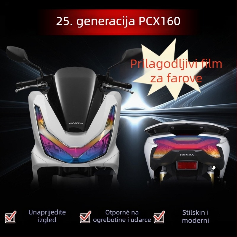 Honda PCX160 Zaštitni film za prednja i stražnja svjetla, samoljepljiva karoserijska naljepnica, uzorak prema slici, otporan na ogrebotine