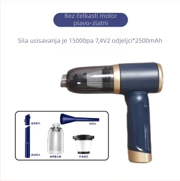 Bežični usisavač za dom i auto – ručni, 90W, ugrađena baterija 4000–5000 mAh, usisna snaga 10,1–15 kPa, buka <36 dB