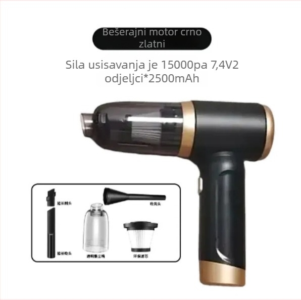 Bežični usisavač za dom i auto – ručni, 90W, ugrađena baterija 4000–5000 mAh, usisna snaga 10,1–15 kPa, buka <36 dB