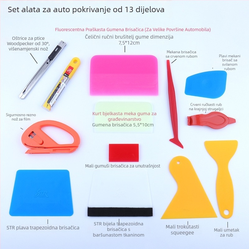 Set alata za foliju automobila s edge scraperom od deerskin wool za prozirni film (PP materijal, STR TOOLS, Car washer)