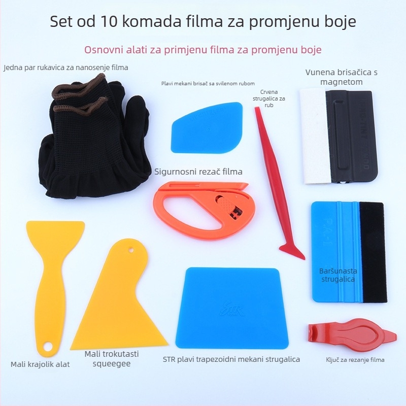 Set alata za foliju automobila s edge scraperom od deerskin wool za prozirni film (PP materijal, STR TOOLS, Car washer)