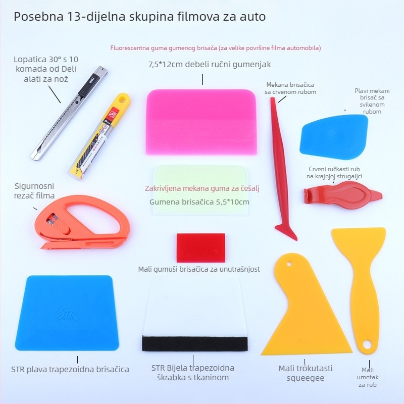Set alata za foliju automobila s edge scraperom od deerskin wool za prozirni film (PP materijal, STR TOOLS, Car washer)