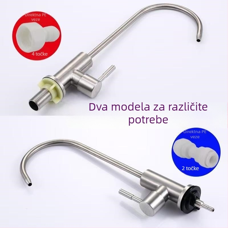 Kran za filtriranje vode, nehrđajući čelik 304, kuhinja, kolonska ugradnja, keramički disk ventil, brušeni završetak, ulazno/izlazno spajanje 2/4 točke