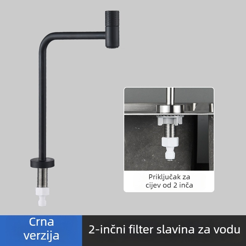 Kuhinjski slavina za hladnu vodu s filtracijom – nehrđajući čelik, keramički disk ventil, brušeni završni sloj, model 3541212