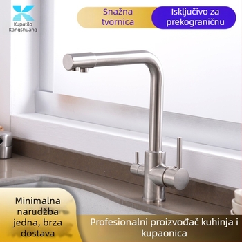 Kuhinjska slavina tri u jedan, od čistog bakra, okretna, za vruću i hladnu pročišćenu vodu