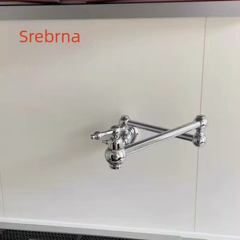 Kuhinjski slavina od bakra, zidni montaža, sklopni teleskopski izljev, keramički disk ventil, promjer ulaza/izlaza 1/2, 3/8, 9/16