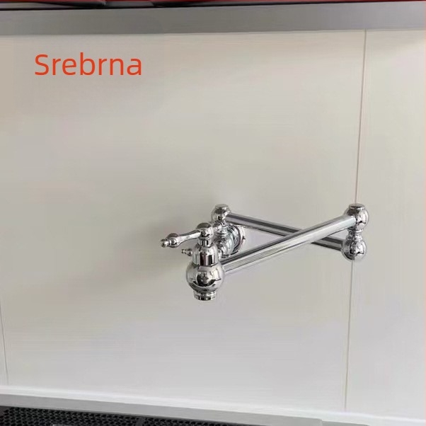 Kuhinjski slavina od bakra, zidni montaža, sklopni teleskopski izljev, keramički disk ventil, promjer ulaza/izlaza 1/2, 3/8, 9/16