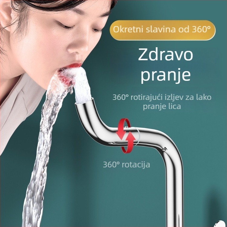 Kuhinjska slavina s toplom i hladnom vodom, od nehrđajućeg čelika, model XZ720, ručna instalacija