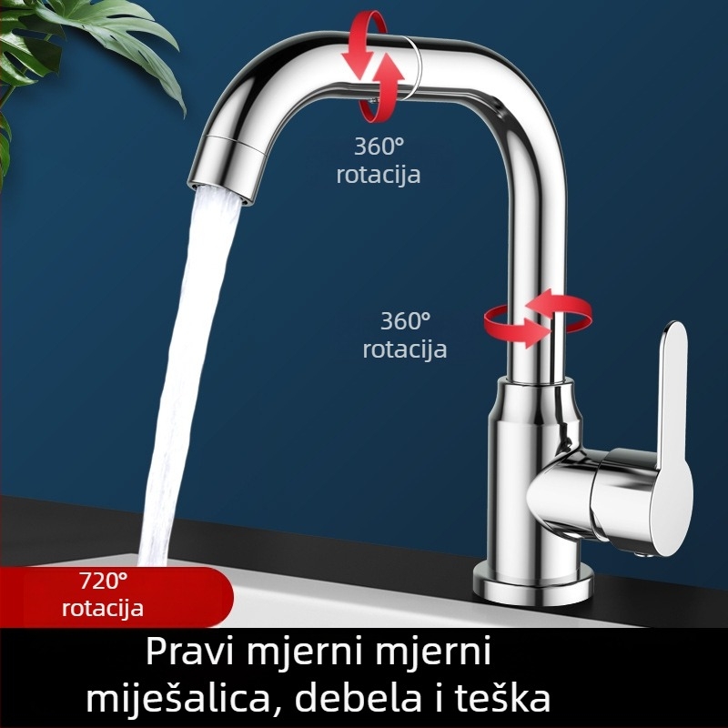 Kuhinjska slavina s toplom i hladnom vodom, od nehrđajućeg čelika, model XZ720, ručna instalacija