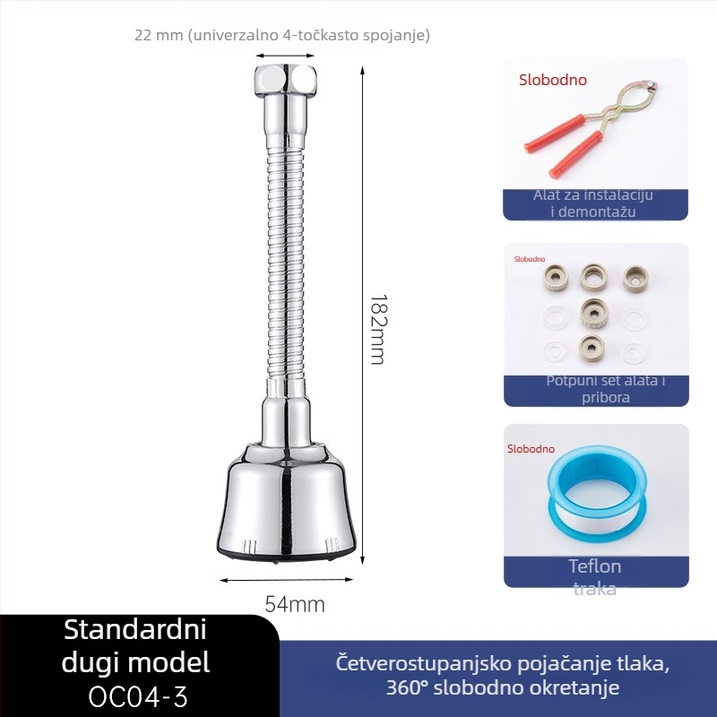 Adaptador slavine za sudoper, rotirajući proširivač, 201 nehrđajući čelik, model OC04-1, trostruka konstrukcija, spiralno otvaranje, radna temperatura 100°C