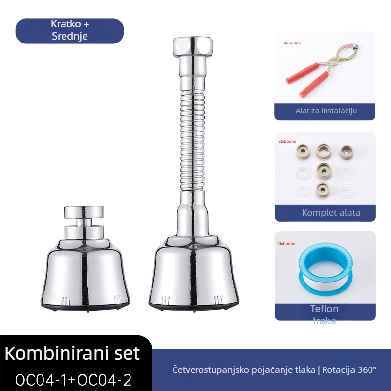 Adaptador slavine za sudoper, rotirajući proširivač, 201 nehrđajući čelik, model OC04-1, trostruka konstrukcija, spiralno otvaranje, radna temperatura 100°C