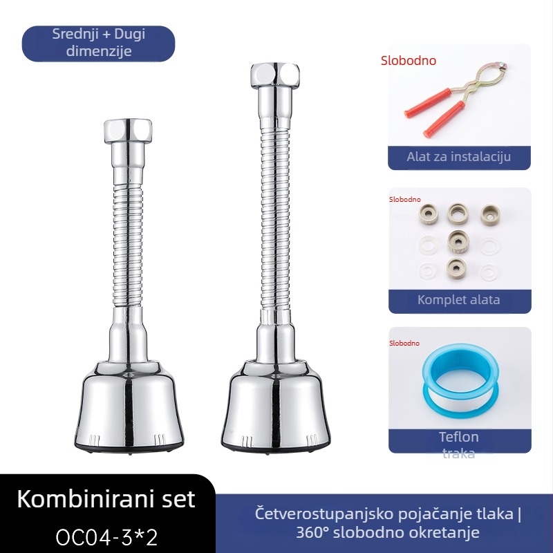 Adaptador slavine za sudoper, rotirajući proširivač, 201 nehrđajući čelik, model OC04-1, trostruka konstrukcija, spiralno otvaranje, radna temperatura 100°C