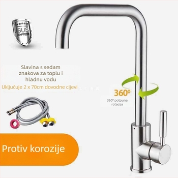 Slavina od bakra za kuhinju i kupaonicu, s jednim otvorom, okretna, topla i hladna voda, električno grijanje vode, keramički disk ventila