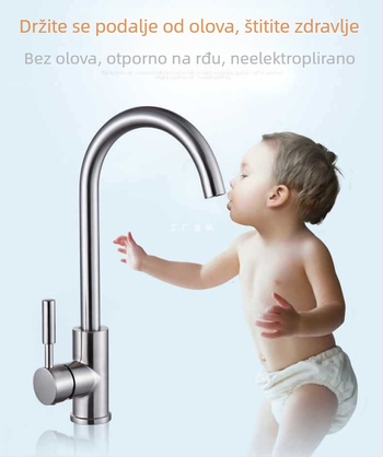 Slavina od bakra za kuhinju i kupaonicu, s jednim otvorom, okretna, topla i hladna voda, električno grijanje vode, keramički disk ventila