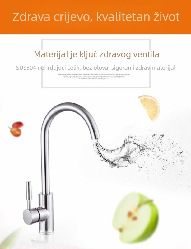 Slavina od bakra za kuhinju i kupaonicu, s jednim otvorom, okretna, topla i hladna voda, električno grijanje vode, keramički disk ventila