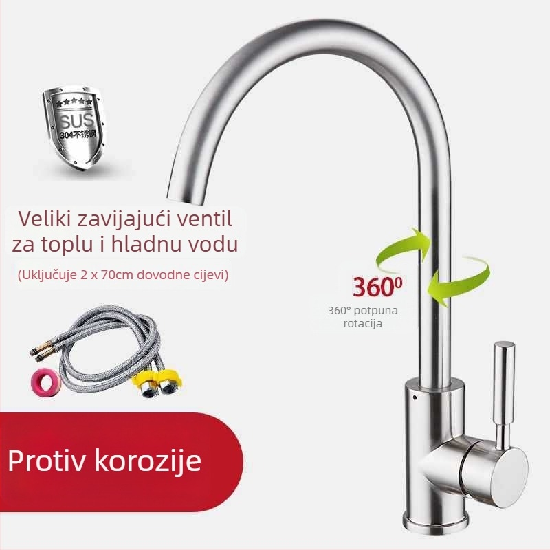 Slavina od bakra za kuhinju i kupaonicu, s jednim otvorom, okretna, topla i hladna voda, električno grijanje vode, keramički disk ventila