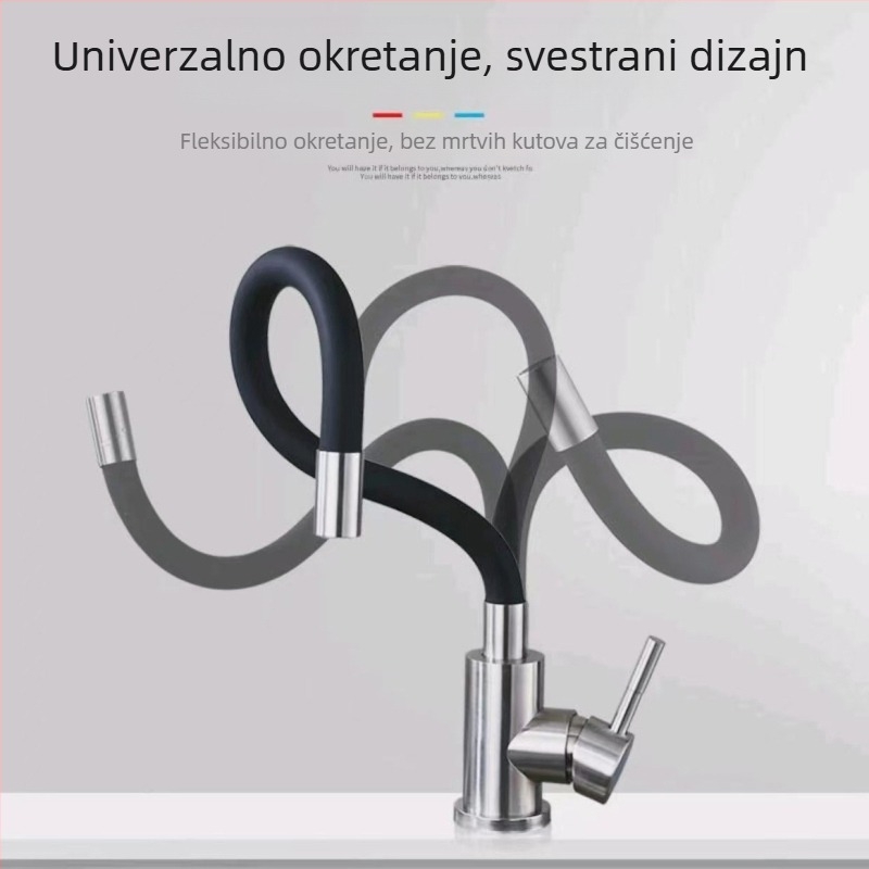 304 nehrđajući čelik slavina s okretljivim silikonim crijevom, topla i hladna, za kuhinju, umivaonik i praonica rublja.