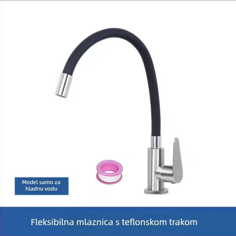 304 nehrđajući čelik slavina s okretljivim silikonim crijevom, topla i hladna, za kuhinju, umivaonik i praonica rublja.