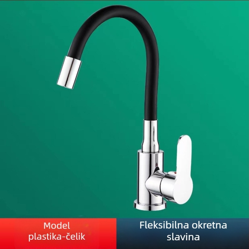304 nehrđajući čelik slavina s okretljivim silikonim crijevom, topla i hladna, za kuhinju, umivaonik i praonica rublja.